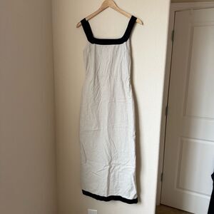 Abercrombie & Fitch Linen-Blend Squareneck Column Midi Dress Sz ST (Small TALL)